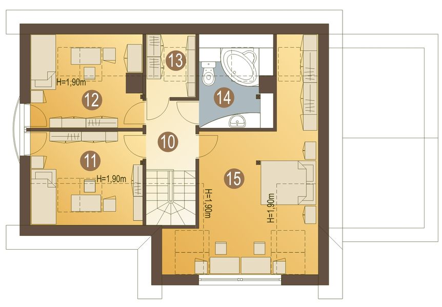Poddasze projektu Drozd II z garażem 1-st. [A]