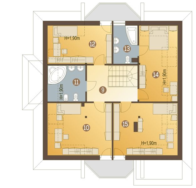 Poddasze projektu Dzierlatka II z garażem 1-st. [A]