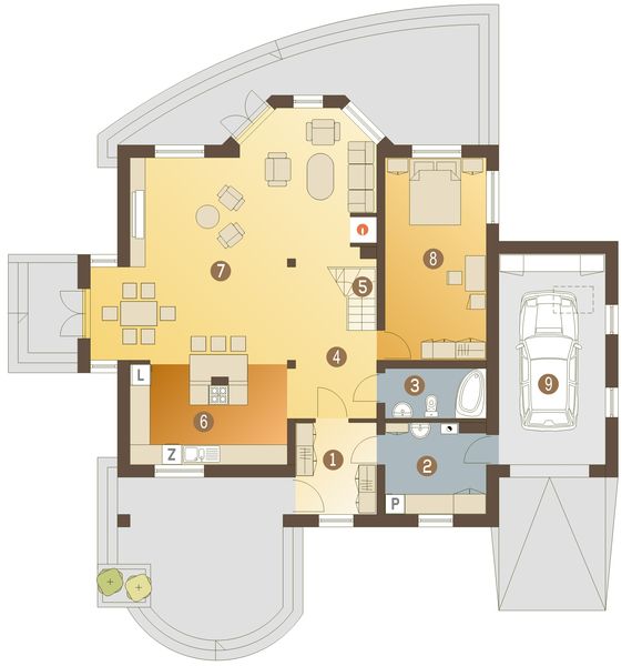 Parter projektu Dzierlatka V z garażem 1-st. [A]