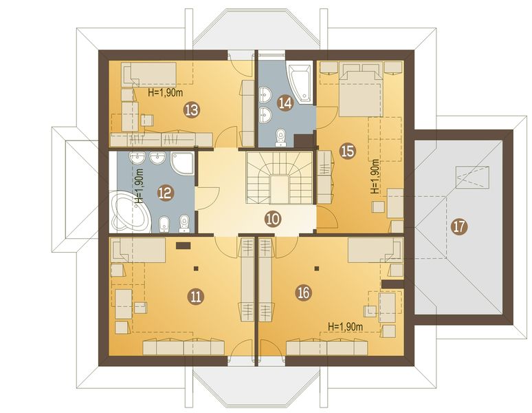 Poddasze projektu Dzierlatka V z garażem 1-st. [A]