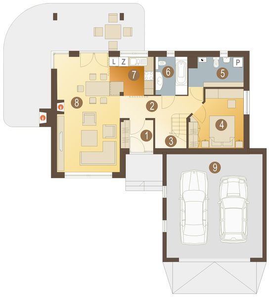 Parter projektu Filemon II z garażem 2-st. [A]