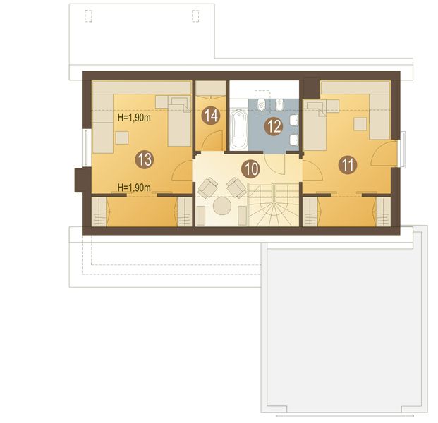 Poddasze projektu Filemon II z garażem 2-st. [A]