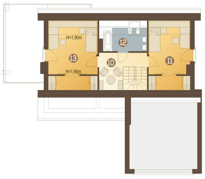 Poddasze projektu Filemon III z garażem 2-st. [A]