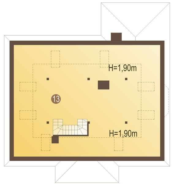 Poddasze projektu Gawron II z garażem 1-st. [A]
