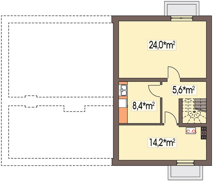 Piwnica projektu Sielanka 2 35st. B z powiększoną kotłownią, piwnicą, bez garażu