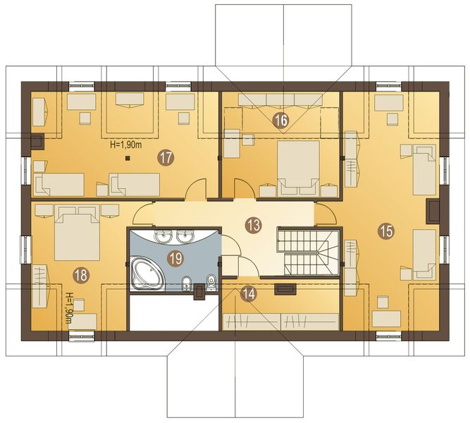 Poddasze projektu Jaskółka z garażem 1-st. [A]