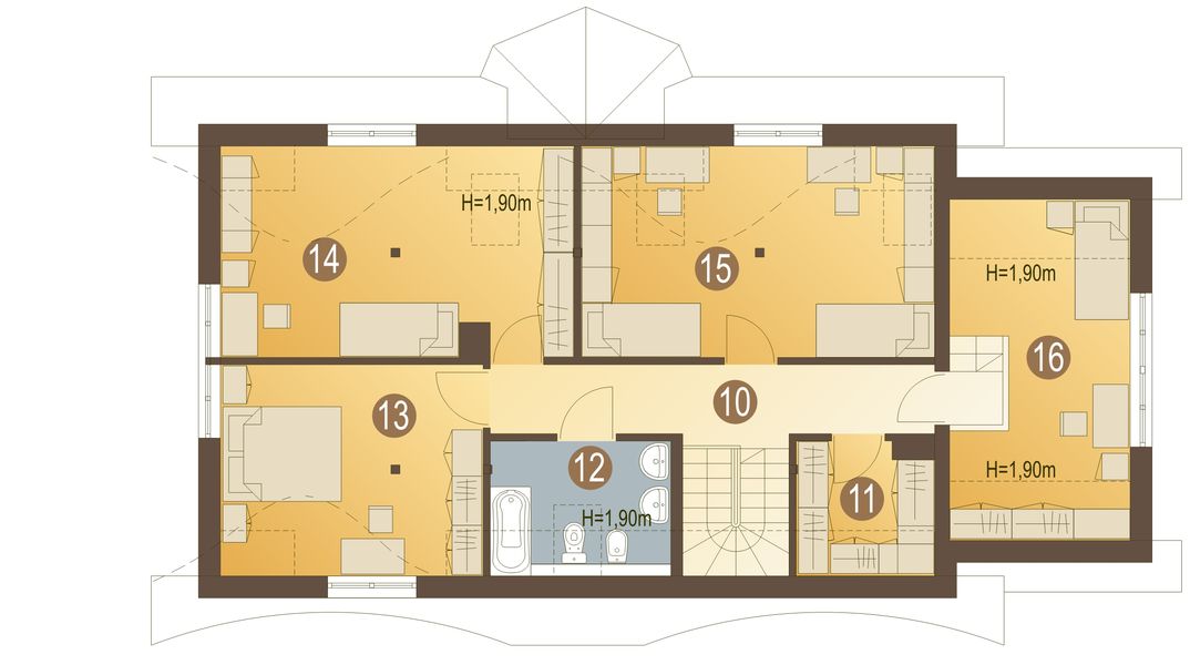 Poddasze projektu Jemiołuszka z garażem 1-st. [A]