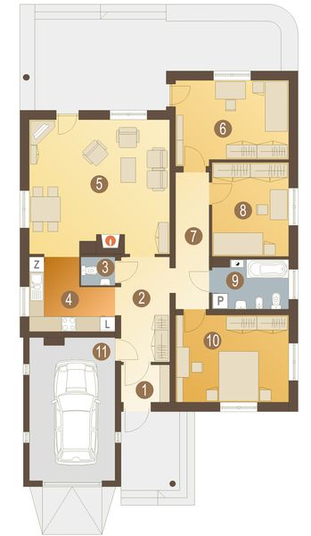 Parter projektu Kasia z garażem 1-st. [A]