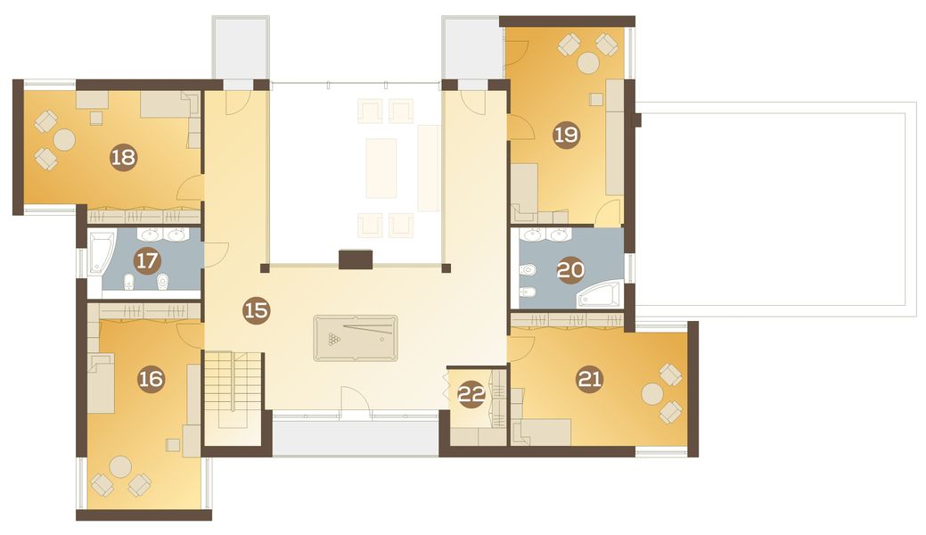 Piętro 1 projektu Beta z garażem 2-st. [A]