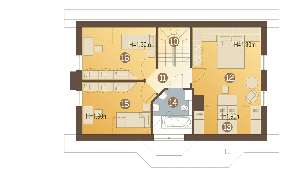 Poddasze projektu Agatka II bez garażu [B]