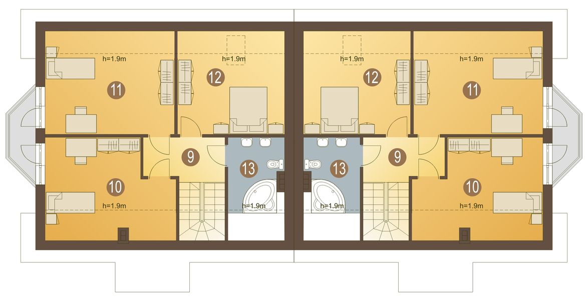 Poddasze projektu Czapla bez wiaty bliźniak [B-BL]