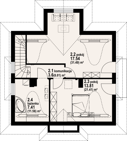 Poddasze projektu Brzeg 22 dw
