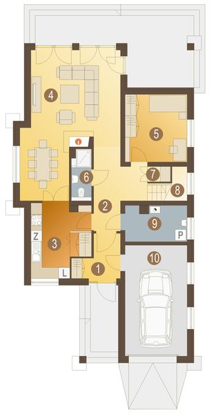 Parter projektu Klaudia z garażem 1-st. [A]