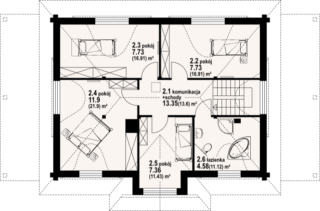 Poddasze projektu Chmielniki małe dw 37