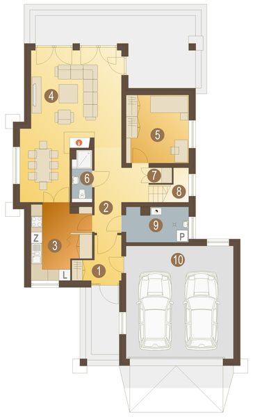 Parter projektu Klaudia II z garażem 2-st. [A]