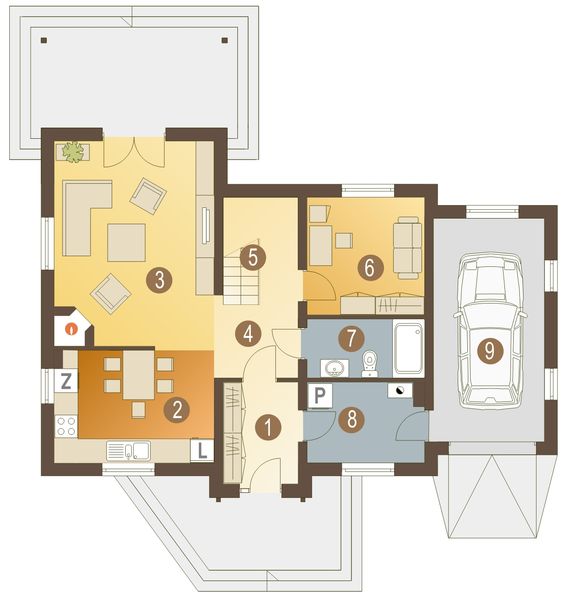 Parter projektu Zuzia z garażem 1-st. [A]