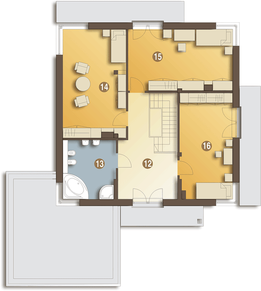 Piętro 1 projektu Kastor II z garażem 2-st. [A1]