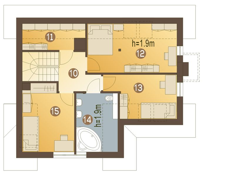 Poddasze projektu Sójka bez garażu [B]