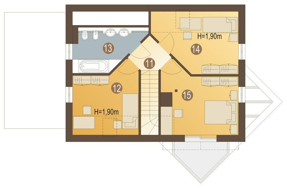 Poddasze projektu Pliszka z garażem 1-st. [A]