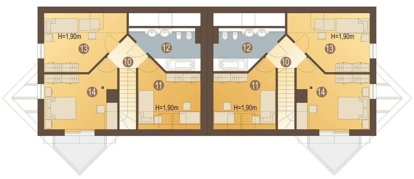 Poddasze projektu Pliszka bez garażu bliźniak [B-BL]