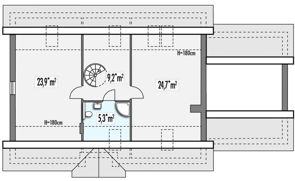 Poddasze projektu Azalia 2D 2-garaże