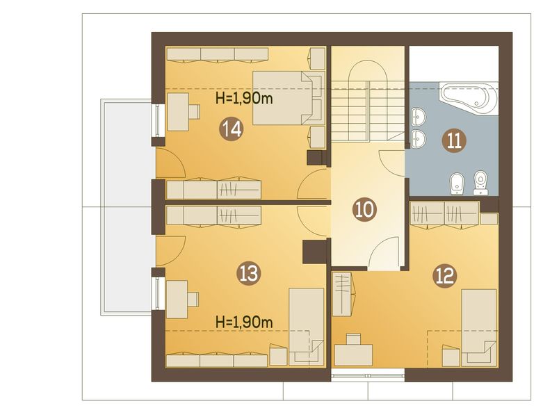 Poddasze projektu Sowa bez garażu [B]