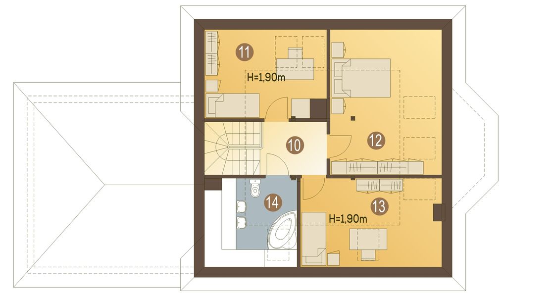 Poddasze projektu Szpak z garażem 2-st. [A1]