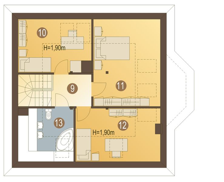 Poddasze projektu Szpak bez garażu [B]