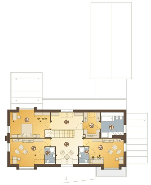 Poddasze projektu Alan z basenem z garażem 1-st. [A]