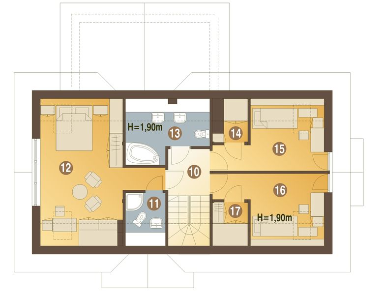 Poddasze projektu Bolek z garażem 1-st. [A]