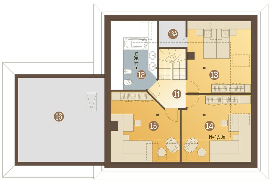 Poddasze projektu Kuba z garażem 2-st. [A1]