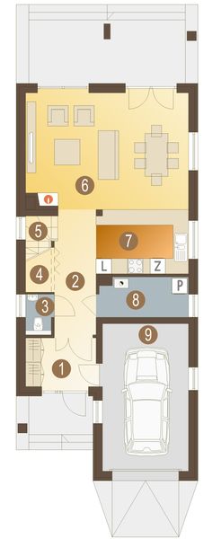 Parter projektu Bazyli z garażem 1-st. [A]