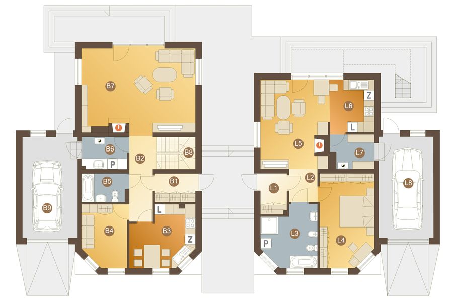 Parter projektu Bolek i Lolek z garażem 1-st. [A]