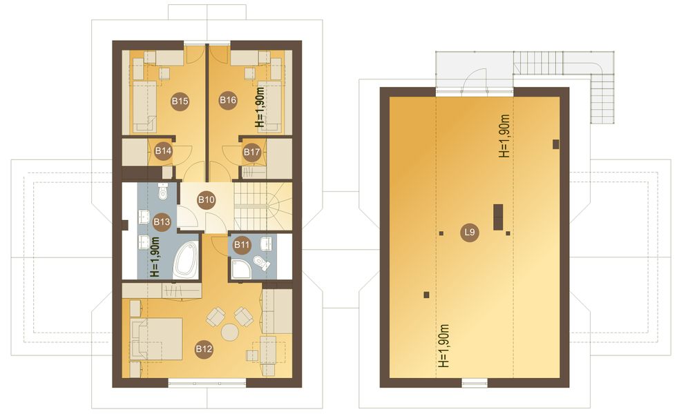 Poddasze projektu Bolek i Lolek z garażem 1-st. [A]