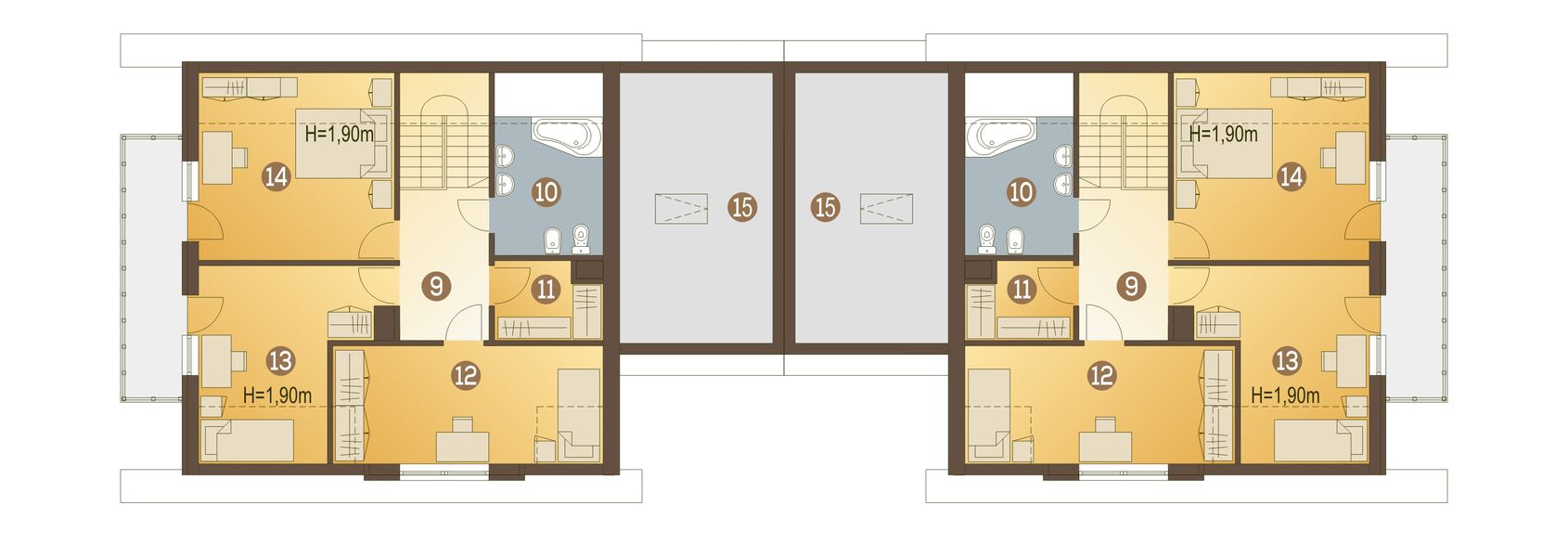 Poddasze projektu Wilga z garażem 1-st. bliźniak [A-BL]