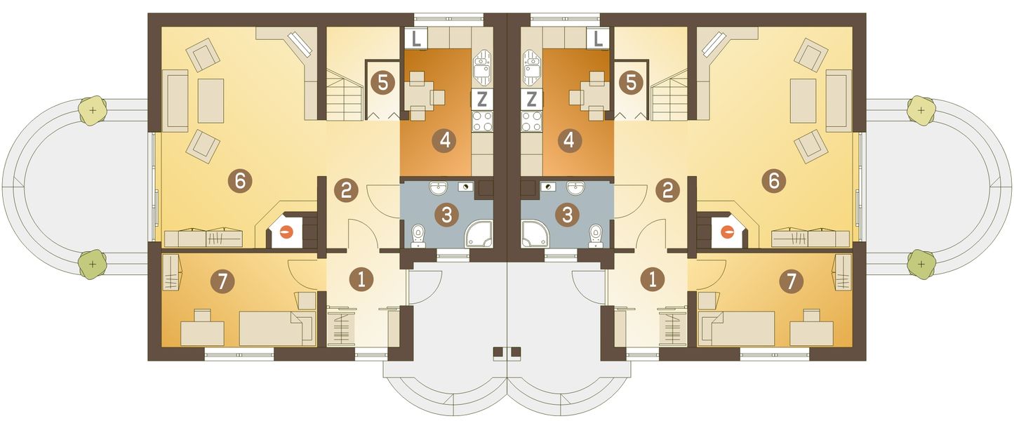 Parter projektu Wilga bez garażu bliźniak [B-BL]