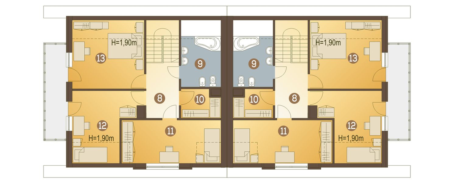Poddasze projektu Wilga bez garażu bliźniak [B-BL]