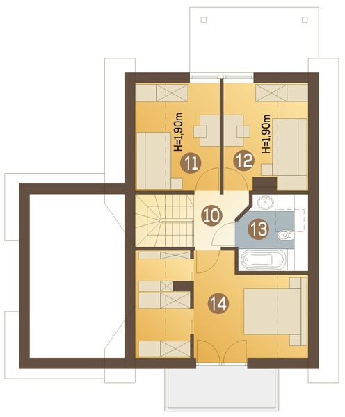 Poddasze projektu Iza z garażem 1-st. [A]