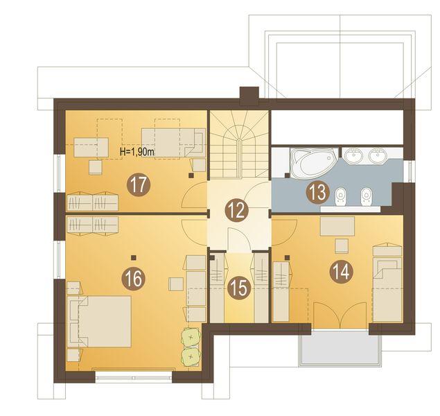 Poddasze projektu Adela bez garażu [B]