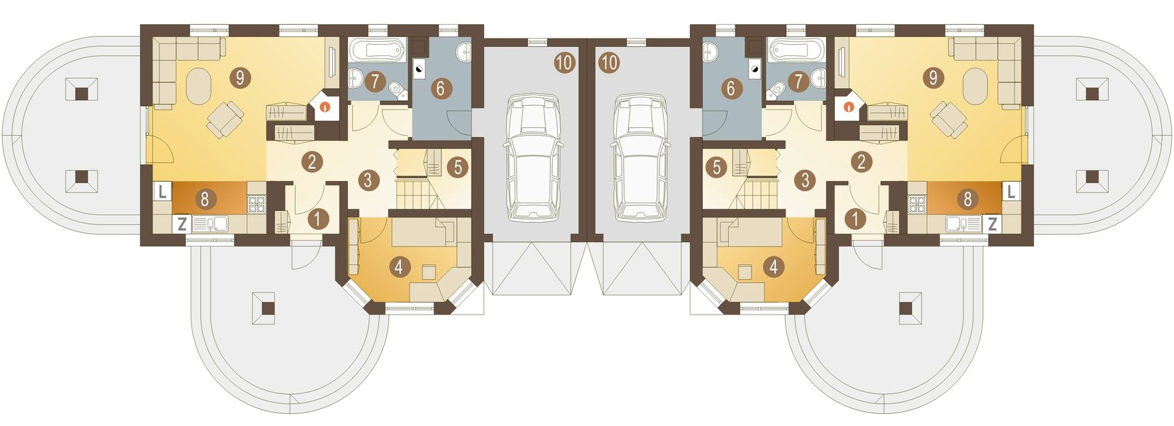 Parter projektu Sójka II z garażem 1-st. bliźniak [A-BL]