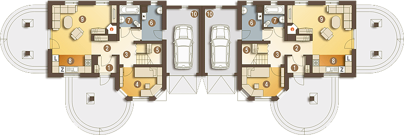 Poddasze projektu Sójka II z garażem 1-st. bliźniak [A-BL]