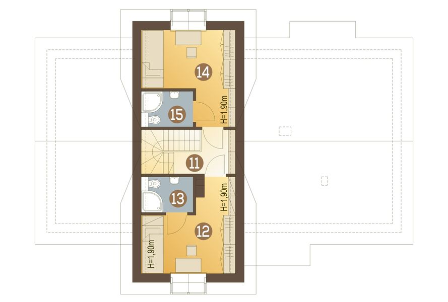 Poddasze projektu Abigail z garażem 1-st. [A]