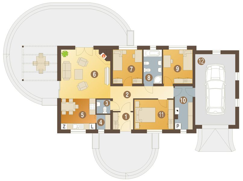 Parter projektu Piotr z garażem 1-st. [A]