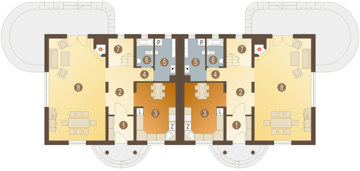 Parter projektu Wiktoria bez garażu bliźniak [B-BL]