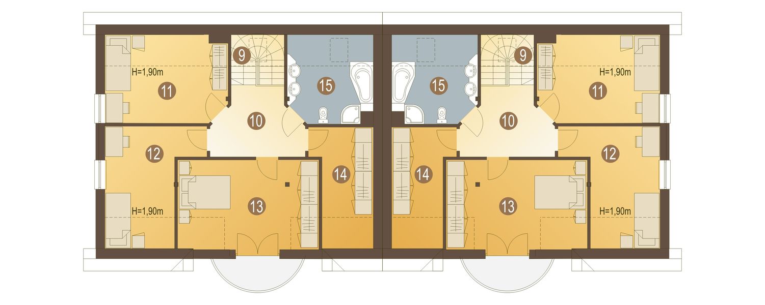Poddasze projektu Wiktoria bez garażu bliźniak [B-BL]