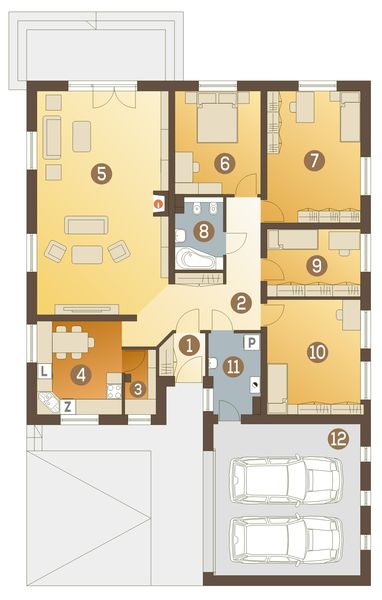 Parter projektu Sroka III z garażem 2-st. [A]