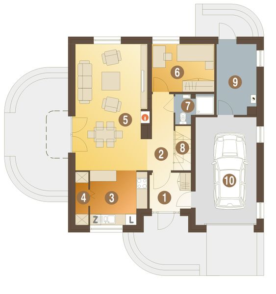 Parter projektu Amanda z garażem 1-st. [A]