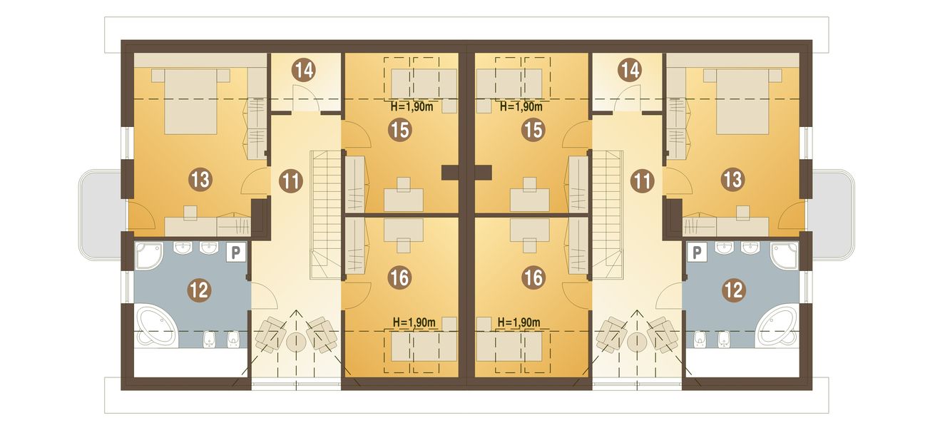 Poddasze projektu Amanda z garażem 1-st. bliźniak [A-BL]