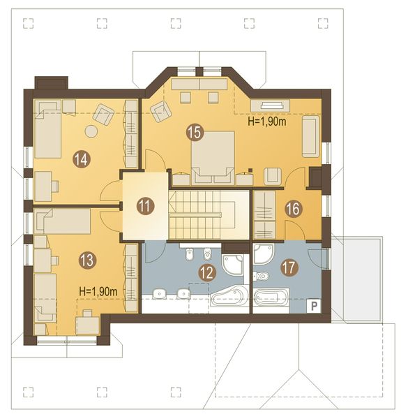 Poddasze projektu Kondor z garażem 2-st. [A]