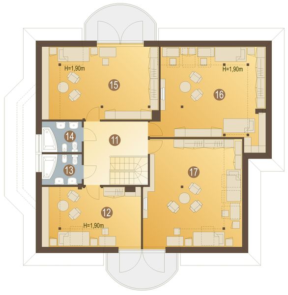 Poddasze projektu Kraska z garażem 2-st. [A]